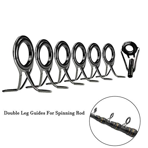 Qualyqualy Fishing Rod Tip Repair Kit Rod Guide Repair Kit Pole Eyes Tip Repair Kit Stainless Steel Ceramic Ring Fishing Rod Repair Kit Fishing Pole Tip Guides Replacement Kit 7Pcs #TOP2