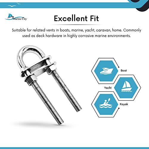 Marine City 304 Grade Stainless Steel Stern Strong Sturdy Stock Fixed Welding Plate Bow Eye Tie Down U Bolt For Marine Boats Yachts Hardware Accessories (4.5 Inches) (1Pc) #TOP5