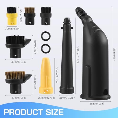 Strixorn 10 Stück Zubehör für Dampfreiniger SC1 SC2 SC3 SC4 SC5,Handdüse Ersatzteile Set,Verlängerte Düse,Gebogene Düse,Rundbürste,Fugen Düse,Siegel,Hochdruckreiniger zubehör,Dampfreiniger sc2