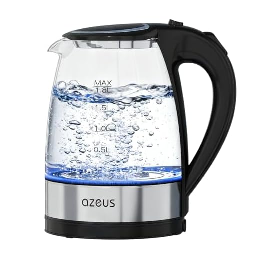 AZEUS Fast Boil Electric Water Kettle, 1.8L Large Capacity with Auto Shut-Off and Boil-Dry Protection, BPA-Free Borosilicate Glass &Stainless Steel