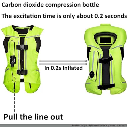 Reflektierende Motorradjacke mit Airbag, Motocross Airbag Weste für erhöhte Sicherheit, schnelles Aufblasen in 0,3 Sekunden, ideal für Fahrradwettbewerbe