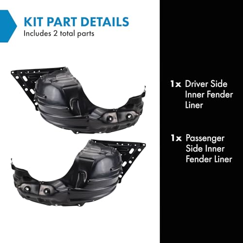 Image of TRQ Inner Fender Liner Set Compatible with 2014-2020 Mitsubishi Mirage MI1248130 MI1249130