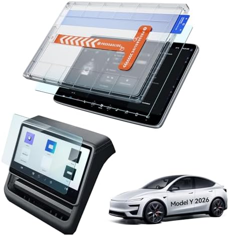 LANTU HD-Serie 2 Pcs 16" + 8" Schutzfolie für Tesla Model Y 2026 Premium/Performance, Front und Hinten Display 9H Gehärtes Glas Displayschutz mit Installationskit Tesla Model Y Zub