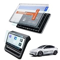 LANTU HD-Serie 2 Pcs 16\ + 8\ Schutzfolie für Tesla Model Y 2026 Premium/Performance, Front und Hinten Display 9H Gehärtes Glas Displayschutz mit Installationskit Tesla Model Y Zubehör