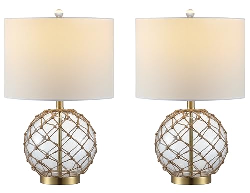 SAFAVIEH Lighting Collection Gremeli Nautical Boho Orb Rope 22-inch Bedroom Living Room Home Office Desk Nightstand Table Lamp Set of 2 (LED Bulbs Included)