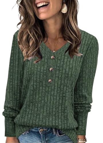 Womens Sweaters Long Sleeve Shirts Fall Fashion V Neck Sweatshirts Dressy Casual Tunic Tops Winter Clothes