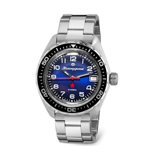 VOSTOK Komandirskie 02034 Automatic Watch | Luminous Hands | 200M Water Resistance | Steel Bracelet