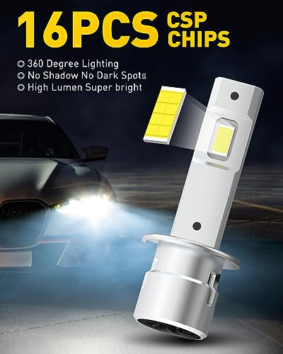 Image of AUXITO H1 LED Bulbs, 900% Ultra-Bright, 6000K White, Easy Plug-N-Play Installation, IP68 Waterproof, Pack of 2