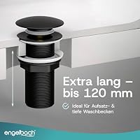 Engelbach® Universal Waschbecken Ablaufgarnitur - Pop up Ablaufventil ohne Überlauf (Auch für Waschtische) Herausziehbarer Stöpsel mit Haarsieb - inklusive Einbauanleitung – Ansicht 3
