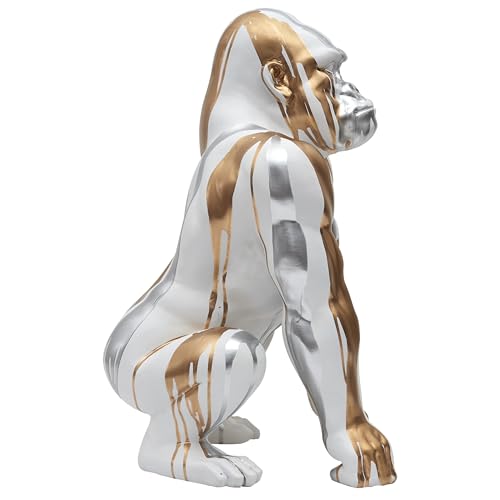 Statue gorille résine blanche argent 45cm objet décoratif salon unique HD0214 - 5