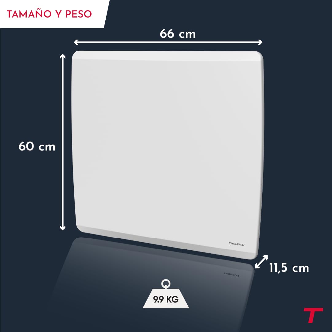 Radiador eléctrico fijo conectado WiFi de inercia seca cerámica + película con termostato intercambiable 1500W THOMSON MOLY horizontal blanco