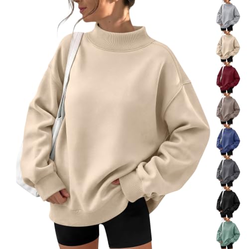 Oversized Sweatshirt for Women Plain Mock Neck Sweatshirt Fleece Pullover - image 1