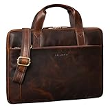 STILORD 'Cornelius Bolso Vintage para Portátil 15-16 Pulgadas Cuero Hombre Funda Portátil Delgada Cuero Genuino Maletín Documentos A4 para Laptop con Funda Trolley Color:florida - marrón