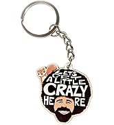 PeachyApricot Bob Ross Lets Get Crazy Keychain With Peapod the Squirrel