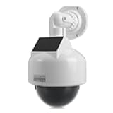 TKOWTB Simulation Security Camera with Flashing LED Light 360° Rotation Dummy CCTV Dome Indoor/Outdoor Monitor Powered 1 PCS
