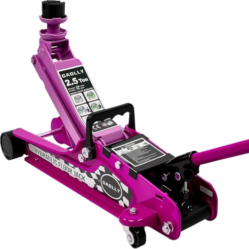 GAOLLY 2.5 Ton Floor Jack Low Profile Heavy-Duty Steel Racing with Single Piston Lift Pump Lifting Range 4.5-15.94 Pink