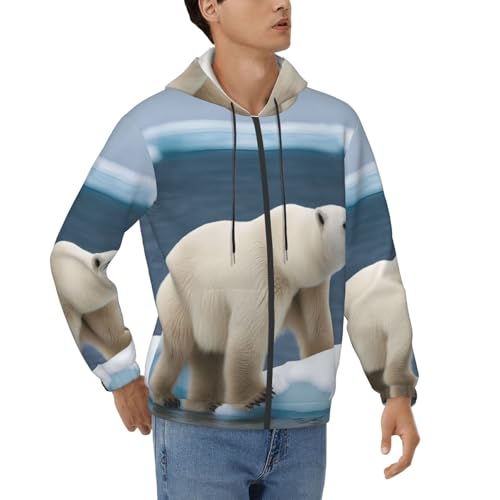 Sweat à capuche pour homme coupe décontractée avec motif ours polaire