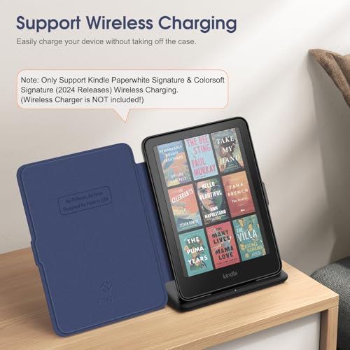 Image of Fintie Case for 7 inch All-New Kindle Paperwhite (12th Generation, 2024) and Kindle Colorsoft Signature Edition - Slim Lightweight Shell PU Leather Protective Cover with Auto Sleep /Wake, Jungle Night