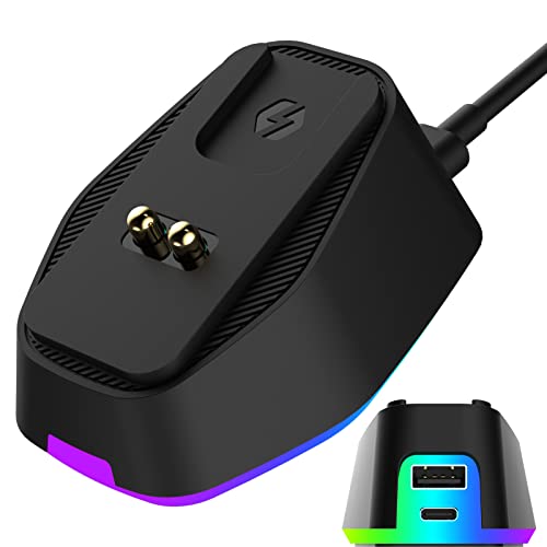 VeoryFly 2. Ladestation für Razer Naga Pro/DeathAdder/Basilisk/Viper Ultimate Gaming-Maus - 9 RGB-Farben, Lichtstimmung, Typ-C-Ladeanschluss und rutschfeste Gecko-Füße (RGB) Cover