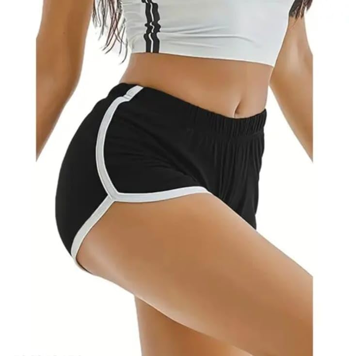 Image of TUSI Women's Cotton Shorts | Boxer Half Pant with Sporty Stripe | Elastic Waist | Hypoallergenic Breathable Fabric | Sweat Absorbent Material | Gym Exercise Yoga Lounge Run Wear