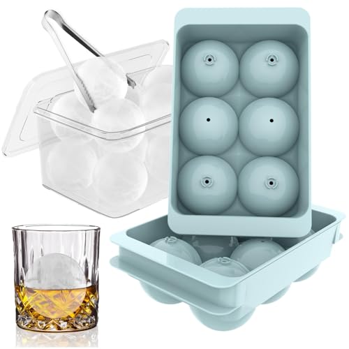 Comparison: Best Ice Cube Molds 8 WIBIMEN Large Ice Cube Molds, Big Round Whiskey Ice Cube Trays for Freezer, Easy to Fill & Release, Whiskey Bourbon Cocktail(1.9In*6 Balls- Blue/2 Pack)