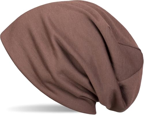 styleBREAKER Unisex Stoff Beanie Mütze einfarbig, leicht und weich, Longbeanie Slouch Beanie 04024018, Farbe:Braun