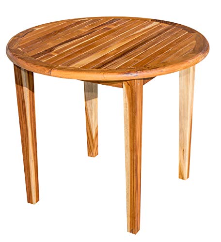 Ecodecors Oasis Round Teak Dining Table Natural Wood Classic Round Dining Table In Earthy Teak Finish For Indoors And Outdoors - 36 Inches Wide #TOP29