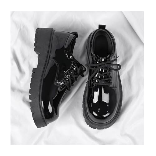 Men's Platform Chunky Dress Shoes Patent Leather Lace Up Oxfords Casual Derby Business Shoes 5