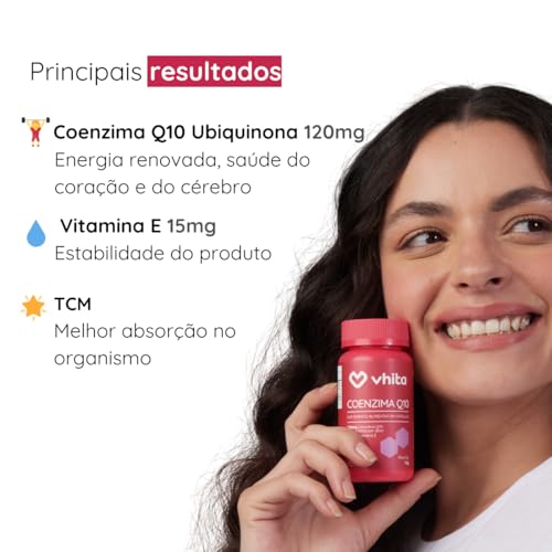 Coenzima Q10 Ubiquinona 120mg Com Vitamina E e TCM 30 cáps (2 unidades) Vhita