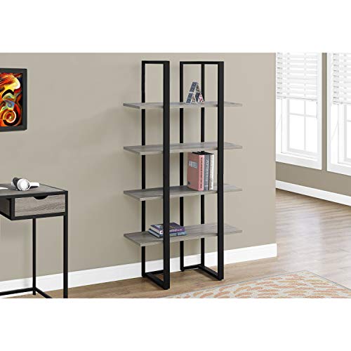 Monarch Specialties I Bookcase-60 H Black Metal, Dark Taupe #TOP1