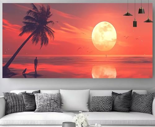 Diamond painting mar de 30x60cm, manualidad antiestrés para crear cuadros decorativos