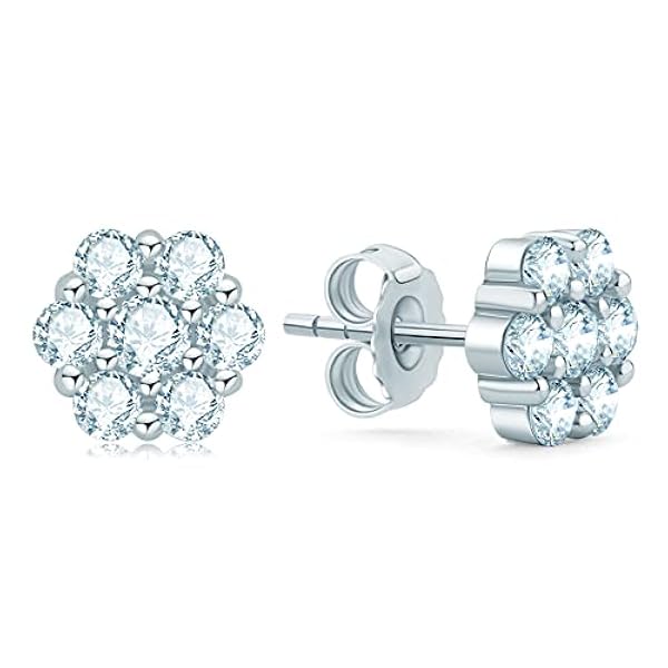AINUOSHI Pendientes Mujer Plata De Ley 925, Pendientes Moissanite, Oro Blanco, Joyas Regalo para Ella Mujer Mama Novia Cumpleaños San Valentin