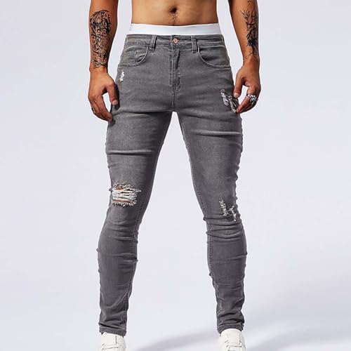 Ripped Denim Pants for Men Stylish Casual Utility Work Stretch Cargo Pants Vintage Clothes Streetwear 80s Outfits4