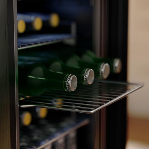Image of Empava 15 inch Undercounter Beverage Cooler Refrigerator with Glass Door, Freestanding Drink Fridge with LED Light, Touch Control, 80 Cans Capacity