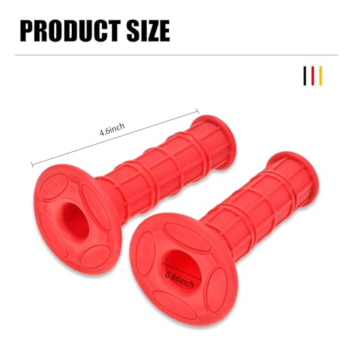 Yumfugu 2 PCS 7/8\" 22mm Motorcycle Hand Grips, Anti-Slip Left and Right Handlebar Grips, Universal Handlebar Grips for Motorcycle Offroad Dirt Bike (Red)
