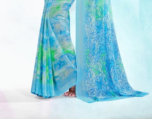 Image of Jaanvi fashion Women's Georgette Saree with Unstitched Blouse Piece