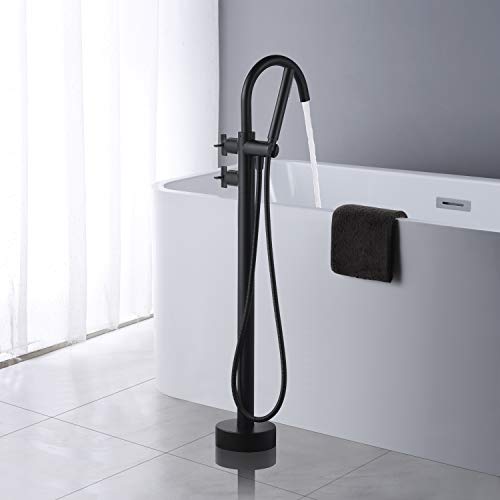 Grifería para bañera independiente Artiqua 1001BK color negro con ducha de mano, fabricada en latón miniatura 3