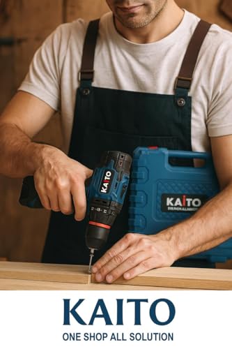 Image of KAITO 18V Cordless Drill Machine Kit | 50Nm Torque | 10mm Chuck | 2 Battery & Charger | 2000 RPM | Reverse Function | Drill Driver for Wood, Metal & Wall with Accessories
