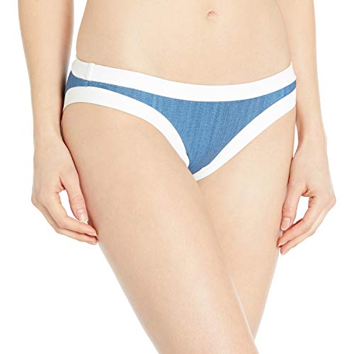 Seafolly Women's Standard Block Party Hipster Full Coverage Bikini Bottom Swimsuit, Denim, 6 US