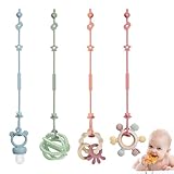 Baby Fopspeenketting van siliconen, bekervanger, BPA-vrij, voor kinderwagen en autostoel, inclusief fopspeenband en kinderwagenketting, 4-delige set (schelp en zeester)