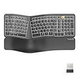 ProtoArc Backlit Wired Ergonomic Keyboard, USB Wired Ergonomic Split Keyboard with Wrist Rest, 104 Keys, Compatible with Desktop, Laptop, Windows, Mac (EK03 Wireless)