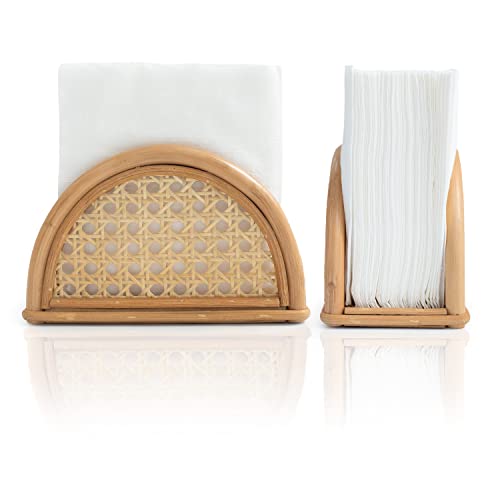 Rattan Napkin Dispenser - Farmhouse Distressed Wooden Rustic Coastal Picnic Table Napkin Holder - Image 3