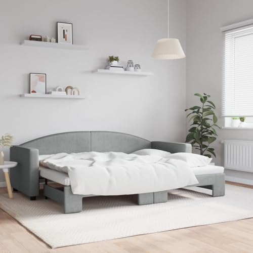 KLYEON Sofá Cama Nido Tela Gris Claro 80x200 cm,Sofá Cama Nido 2 en 1: Sofá y Cama para Optimizar el Espacio Camas y somieres