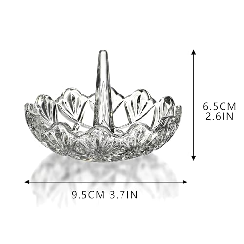 Image of Clear Crystal Ring Holder Dish Wavy Jewelry Tray Wedding Decor