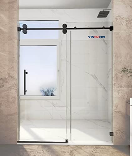 Yinzanw 60 In. W X 76 In. H Sliding Frameless Shower Door With 3/8 In. (10 Mm) Clear Glass #TOP4