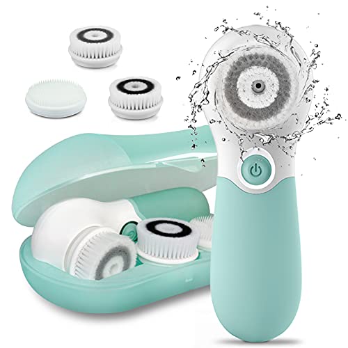 Facial Cleansing Brush Electric Facial Exfoliating Massage Brush with 3 Cleanser Heads and 2 Speeds Adjustable for Deep Cleaning, Removing Blackhead, Face Massaging