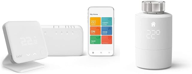tado° wireless smart thermostat - Wifi Starter Kit V3+ incl. 1x smart radiator thermostat - Wireless boiler control & hot water control via App - save energy - works with Alexa, Siri & Google