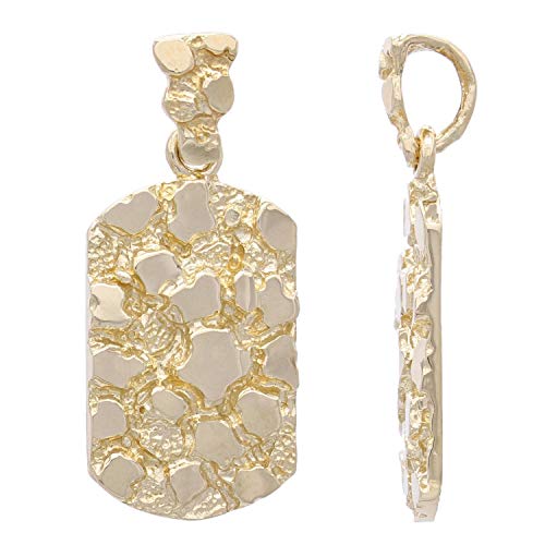 14k Yellow White or Rose Gold Dog Tag Nugget Charm Pendant2
