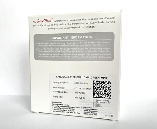 Sanctuary Mint 12 Count Sancdam Ultra-Thin Oral Sex Dam Membrane, Men And Women Giving Each Other Oral Sex, Cunnilingus Prop Sm Fellatio, Oral Dam Covering For Lesbian Or Couples Sex  thumb #2