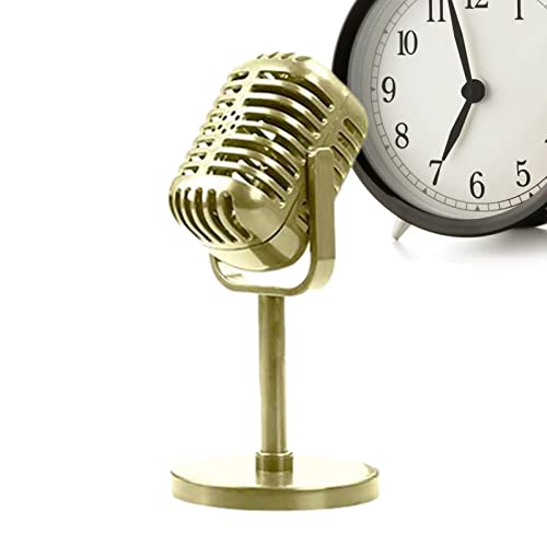 Modèle de microphone,Modèle d'accessoires de microphone de bureau vintage avec support - Décoration d'accessoires de microphone de style rétro classique pour décoration de fête costume, jeu de rôle et